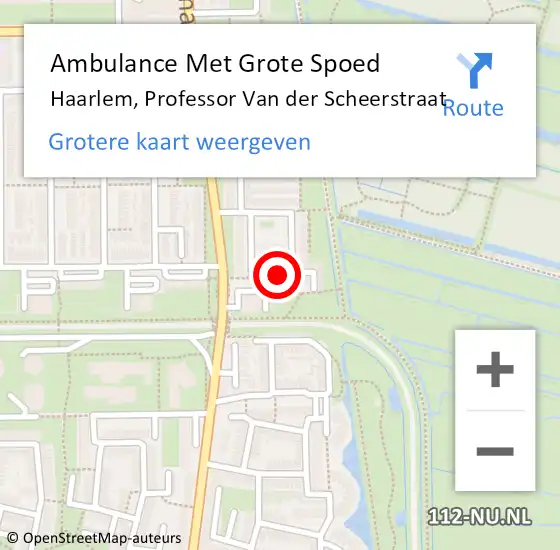 Locatie op kaart van de 112 melding: Ambulance Met Grote Spoed Naar Haarlem, Professor Van der Scheerstraat op 7 juni 2024 10:37