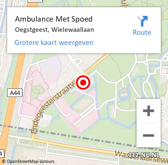 Locatie op kaart van de 112 melding: Ambulance Met Spoed Naar Oegstgeest, Wielewaallaan op 7 juni 2024 10:42