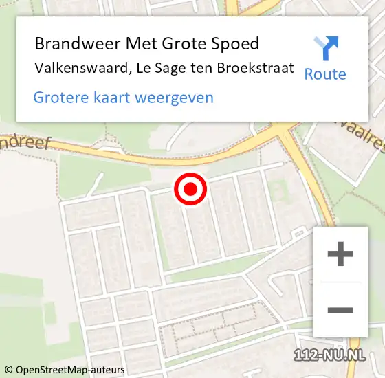 Locatie op kaart van de 112 melding: Brandweer Met Grote Spoed Naar Valkenswaard, Le Sage ten Broekstraat op 7 juni 2024 10:49