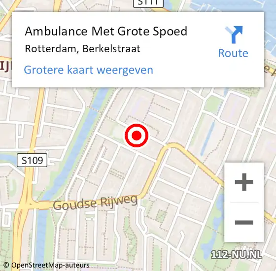 Locatie op kaart van de 112 melding: Ambulance Met Grote Spoed Naar Rotterdam, Berkelstraat op 7 juni 2024 11:00