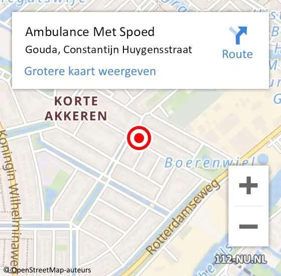 Locatie op kaart van de 112 melding: Ambulance Met Spoed Naar Gouda, Constantijn Huygensstraat op 7 juni 2024 11:03