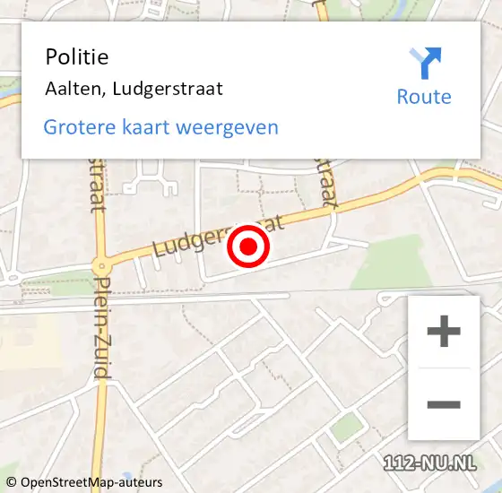 Locatie op kaart van de 112 melding: Politie Aalten, Ludgerstraat op 7 juni 2024 11:28