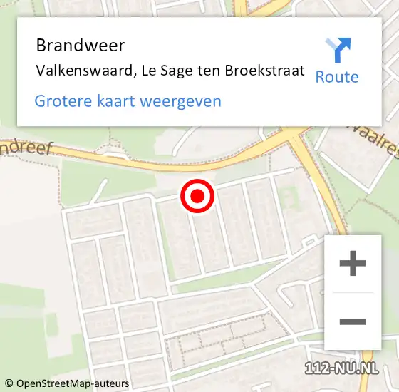 Locatie op kaart van de 112 melding: Brandweer Valkenswaard, Le Sage ten Broekstraat op 7 juni 2024 11:35