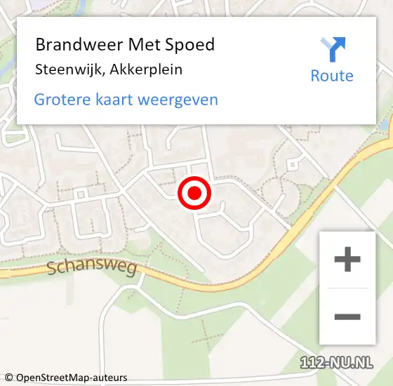 Locatie op kaart van de 112 melding: Brandweer Met Spoed Naar Steenwijk, Akkerplein op 7 juni 2024 11:50