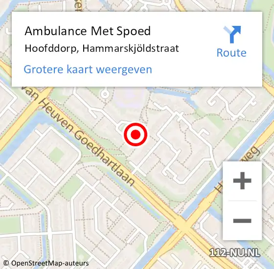 Locatie op kaart van de 112 melding: Ambulance Met Spoed Naar Hoofddorp, Hammarskjöldstraat op 7 juni 2024 11:54