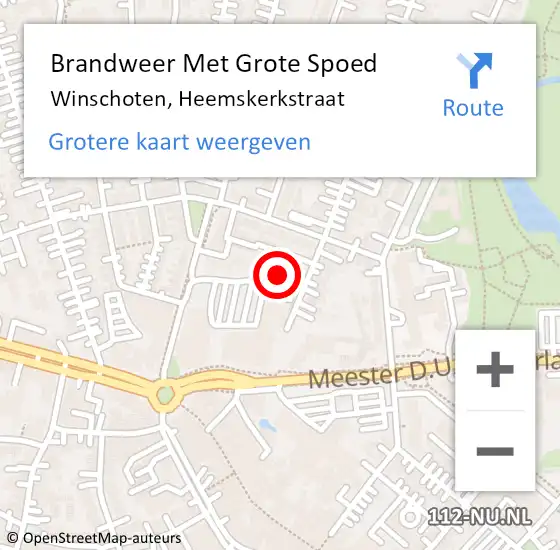 Locatie op kaart van de 112 melding: Brandweer Met Grote Spoed Naar Winschoten, Heemskerkstraat op 7 juni 2024 11:56