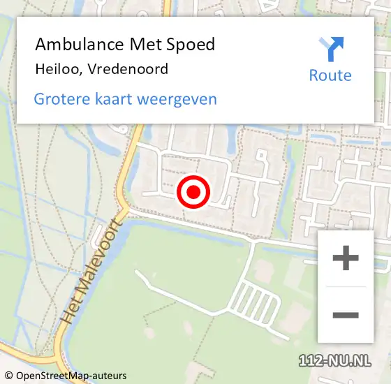 Locatie op kaart van de 112 melding: Ambulance Met Spoed Naar Heiloo, Vredenoord op 7 juni 2024 12:04