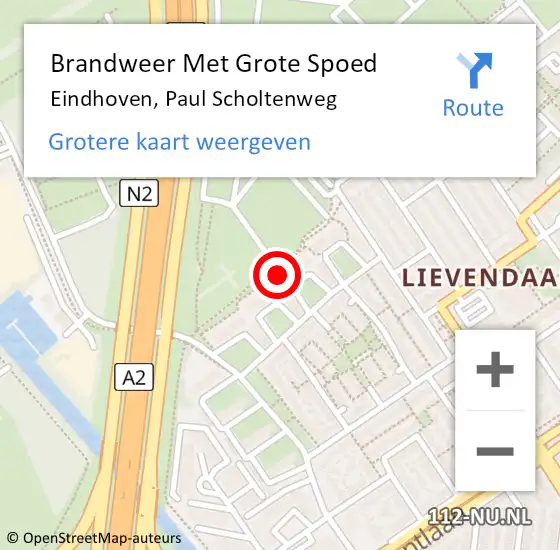 Locatie op kaart van de 112 melding: Brandweer Met Grote Spoed Naar Eindhoven, Paul Scholtenweg op 7 juni 2024 12:23