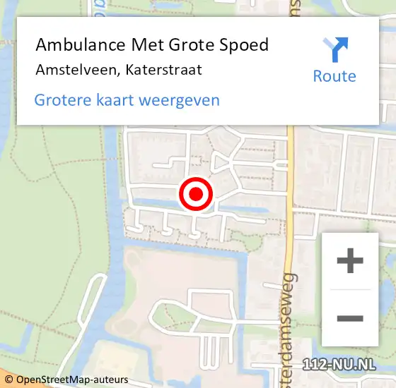 Locatie op kaart van de 112 melding: Ambulance Met Grote Spoed Naar Amstelveen, Katerstraat op 7 juni 2024 12:35