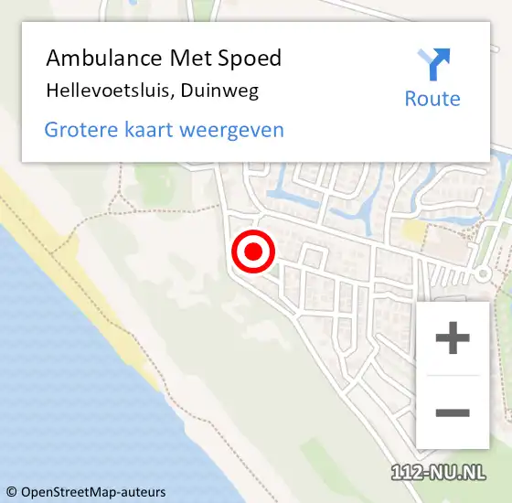 Locatie op kaart van de 112 melding: Ambulance Met Spoed Naar Hellevoetsluis, Duinweg op 7 juni 2024 12:37