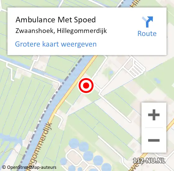 Locatie op kaart van de 112 melding: Ambulance Met Spoed Naar Zwaanshoek, Hillegommerdijk op 7 juni 2024 12:50