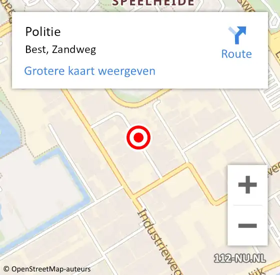 Locatie op kaart van de 112 melding: Politie Best, Zandweg op 7 juni 2024 12:54