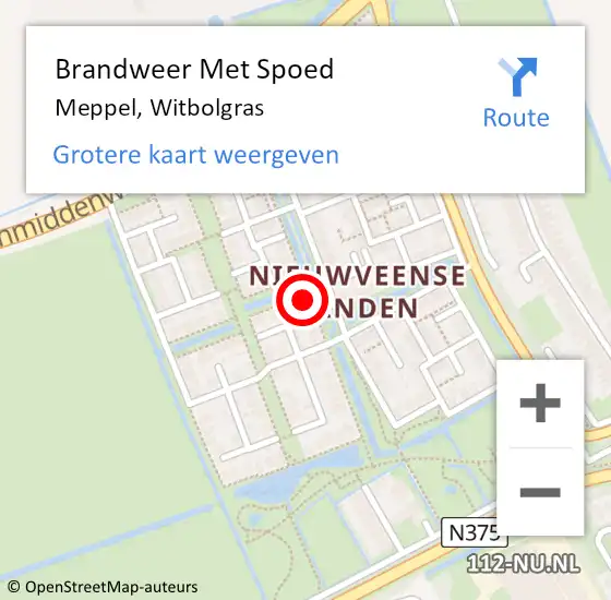 Locatie op kaart van de 112 melding: Brandweer Met Spoed Naar Meppel, Witbolgras op 7 juni 2024 13:08