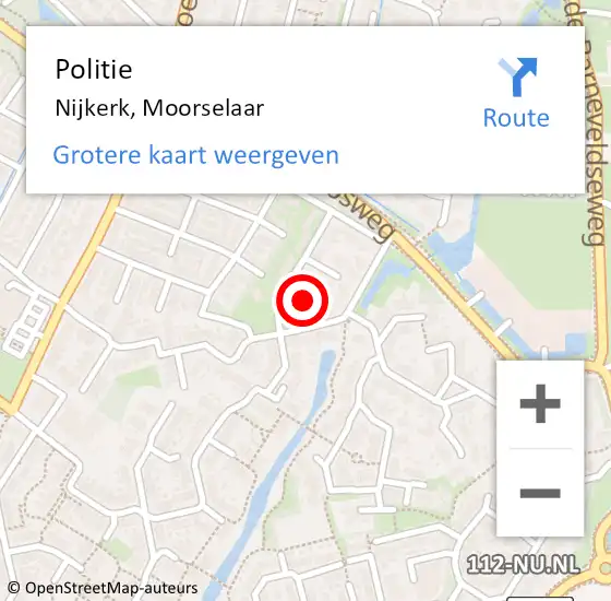 Locatie op kaart van de 112 melding: Politie Nijkerk, Moorselaar op 7 juni 2024 13:10