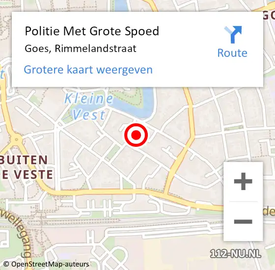 Locatie op kaart van de 112 melding: Politie Met Grote Spoed Naar Goes, Rimmelandstraat op 7 juni 2024 13:13