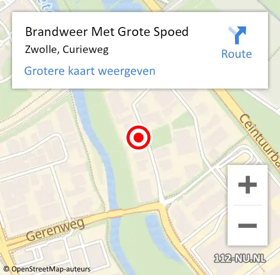 Locatie op kaart van de 112 melding: Brandweer Met Grote Spoed Naar Zwolle, Curieweg op 7 juni 2024 13:13