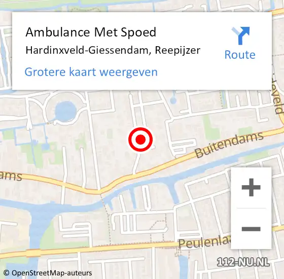 Locatie op kaart van de 112 melding: Ambulance Met Spoed Naar Hardinxveld-Giessendam, Reepijzer op 7 juni 2024 13:17