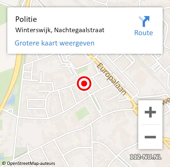 Locatie op kaart van de 112 melding: Politie Winterswijk, Nachtegaalstraat op 7 juni 2024 13:19