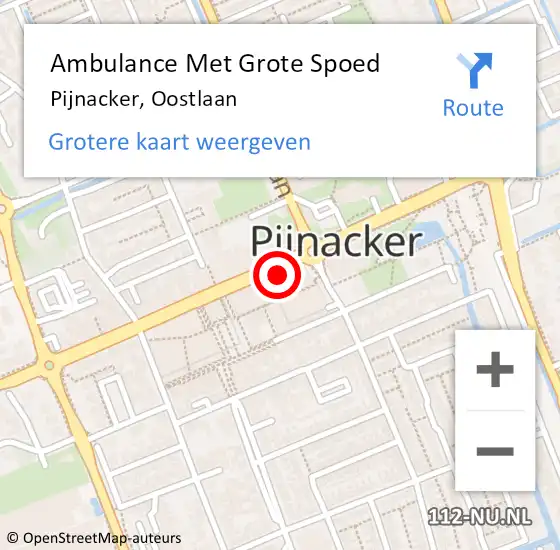 Locatie op kaart van de 112 melding: Ambulance Met Grote Spoed Naar Pijnacker, Oostlaan op 7 juni 2024 13:22