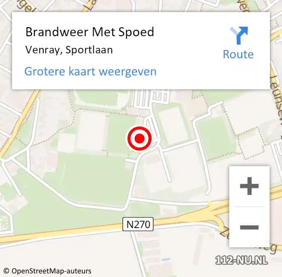 Locatie op kaart van de 112 melding: Brandweer Met Spoed Naar Venray, Sportlaan op 7 juni 2024 13:31