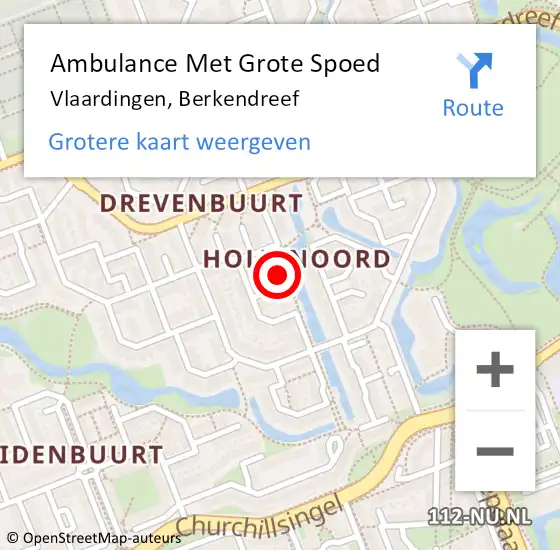 Locatie op kaart van de 112 melding: Ambulance Met Grote Spoed Naar Vlaardingen, Berkendreef op 7 juni 2024 13:38