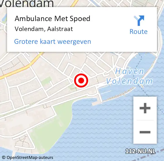 Locatie op kaart van de 112 melding: Ambulance Met Spoed Naar Volendam, Aalstraat op 7 juni 2024 13:40