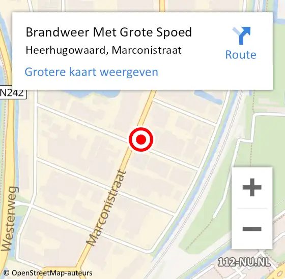 Locatie op kaart van de 112 melding: Brandweer Met Grote Spoed Naar Heerhugowaard, Marconistraat op 7 juni 2024 13:46