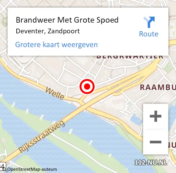 Locatie op kaart van de 112 melding: Brandweer Met Grote Spoed Naar Deventer, Zandpoort op 7 juni 2024 13:57