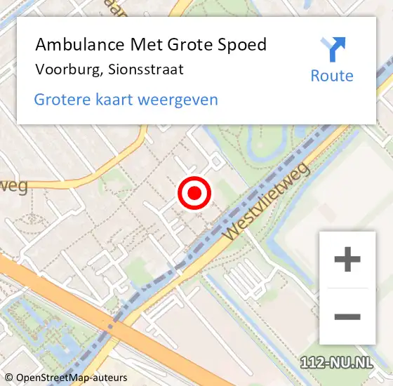 Locatie op kaart van de 112 melding: Ambulance Met Grote Spoed Naar Voorburg, Sionsstraat op 7 juni 2024 13:59