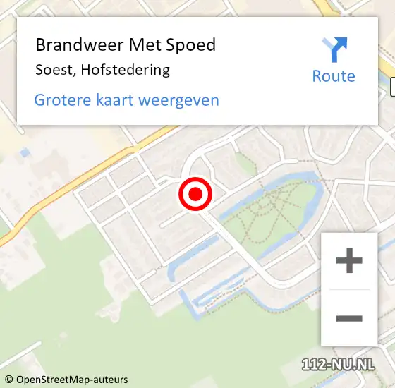 Locatie op kaart van de 112 melding: Brandweer Met Spoed Naar Soest, Hofstedering op 7 juni 2024 14:12