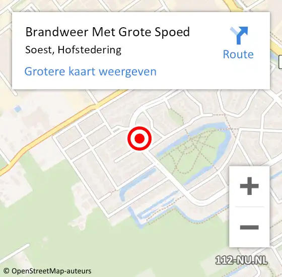 Locatie op kaart van de 112 melding: Brandweer Met Grote Spoed Naar Soest, Hofstedering op 7 juni 2024 14:13