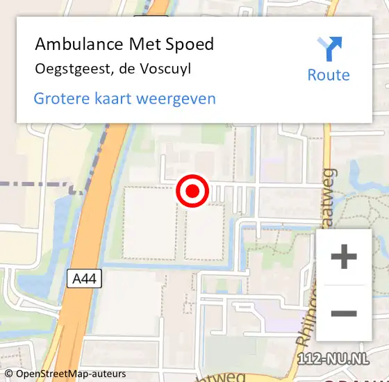 Locatie op kaart van de 112 melding: Ambulance Met Spoed Naar Oegstgeest, de Voscuyl op 7 juni 2024 14:15