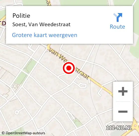 Locatie op kaart van de 112 melding: Politie Soest, Van Weedestraat op 8 oktober 2014 16:42