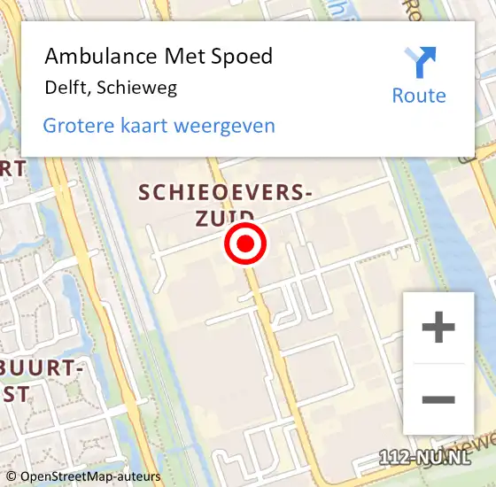 Locatie op kaart van de 112 melding: Ambulance Met Spoed Naar Delft, Schieweg op 7 juni 2024 14:41