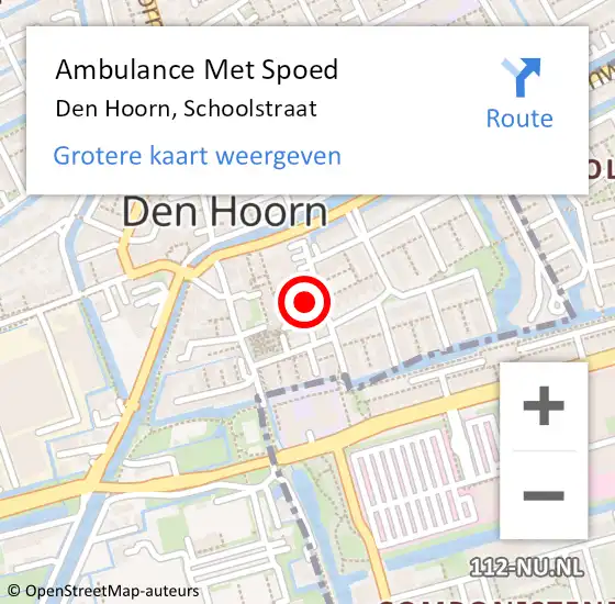 Locatie op kaart van de 112 melding: Ambulance Met Spoed Naar Den Hoorn, Schoolstraat op 7 juni 2024 14:43