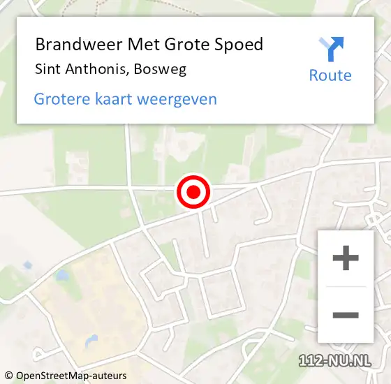 Locatie op kaart van de 112 melding: Brandweer Met Grote Spoed Naar Sint Anthonis, Bosweg op 7 juni 2024 14:44