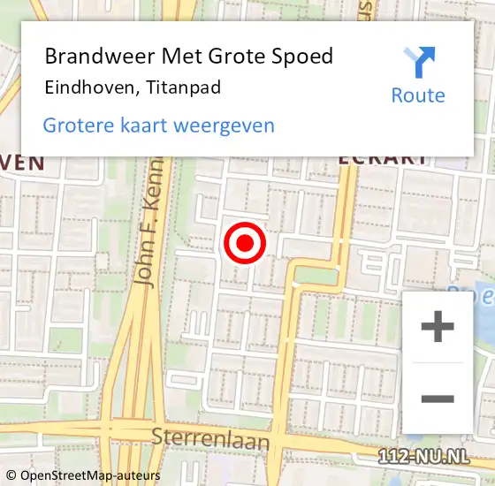 Locatie op kaart van de 112 melding: Brandweer Met Grote Spoed Naar Eindhoven, Titanpad op 7 juni 2024 14:46