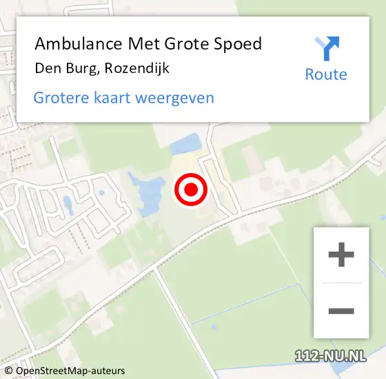 Locatie op kaart van de 112 melding: Ambulance Met Grote Spoed Naar Den Burg, Rozendijk op 7 juni 2024 14:53