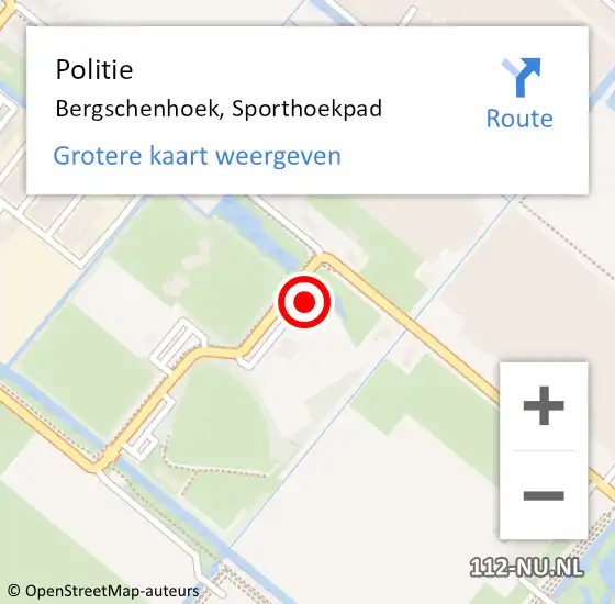 Locatie op kaart van de 112 melding: Politie Bergschenhoek, Sporthoekpad op 7 juni 2024 14:58