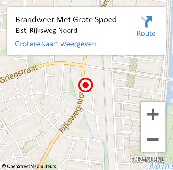 Locatie op kaart van de 112 melding: Brandweer Met Grote Spoed Naar Elst, Rijksweg-Noord op 7 juni 2024 14:59