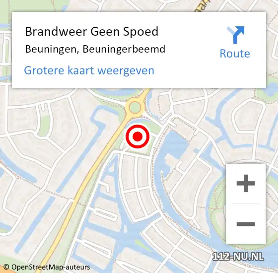 Locatie op kaart van de 112 melding: Brandweer Geen Spoed Naar Beuningen, Beuningerbeemd op 7 juni 2024 15:21