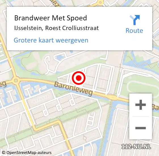 Locatie op kaart van de 112 melding: Brandweer Met Spoed Naar IJsselstein, Roest Crolliusstraat op 7 juni 2024 15:23