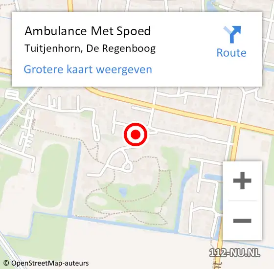 Locatie op kaart van de 112 melding: Ambulance Met Spoed Naar Tuitjenhorn, De Regenboog op 7 juni 2024 15:37