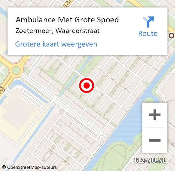 Locatie op kaart van de 112 melding: Ambulance Met Grote Spoed Naar Zoetermeer, Waarderstraat op 7 juni 2024 15:50