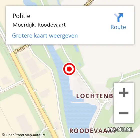 Locatie op kaart van de 112 melding: Politie Moerdijk, Roodevaart op 7 juni 2024 15:59