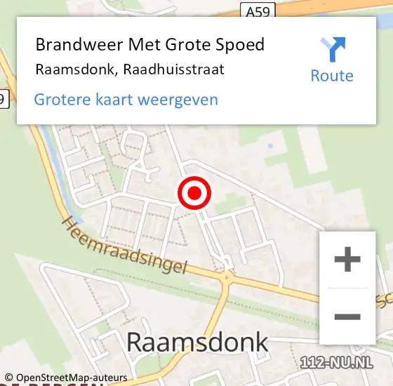 Locatie op kaart van de 112 melding: Brandweer Met Grote Spoed Naar Raamsdonk, Raadhuisstraat op 7 juni 2024 16:00