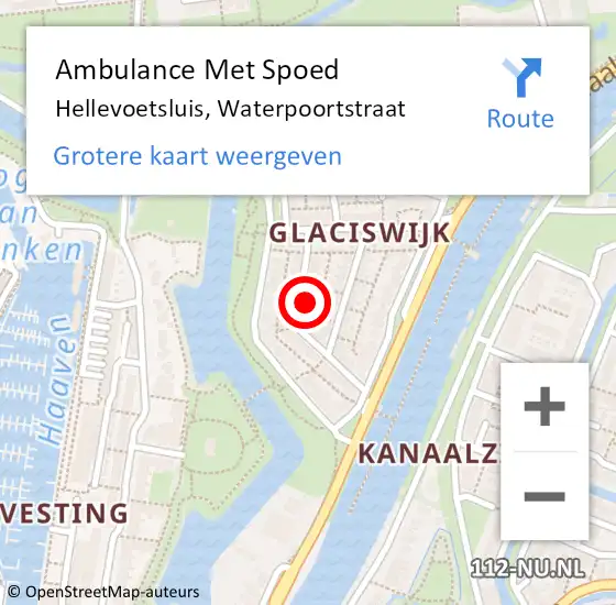 Locatie op kaart van de 112 melding: Ambulance Met Spoed Naar Hellevoetsluis, Waterpoortstraat op 7 juni 2024 16:05