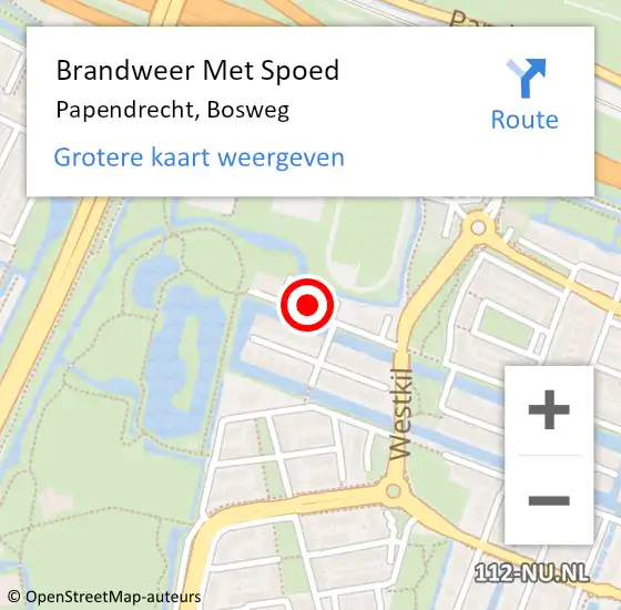 Locatie op kaart van de 112 melding: Brandweer Met Spoed Naar Papendrecht, Bosweg op 7 juni 2024 16:20