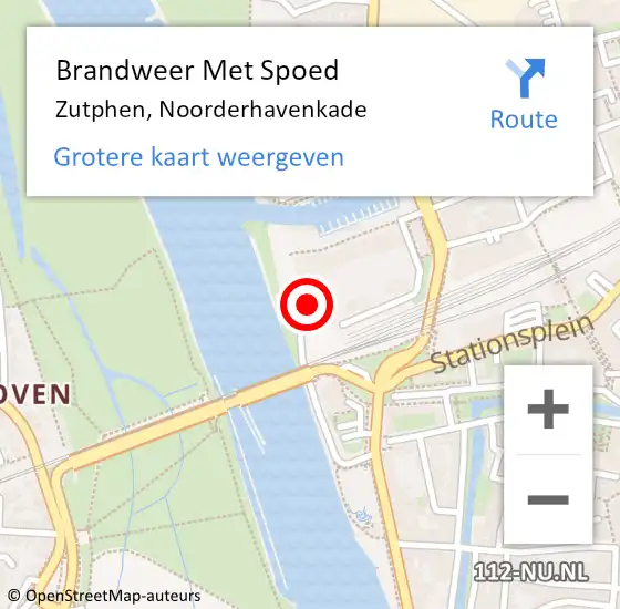 Locatie op kaart van de 112 melding: Brandweer Met Spoed Naar Zutphen, Noorderhavenkade op 7 juni 2024 16:26