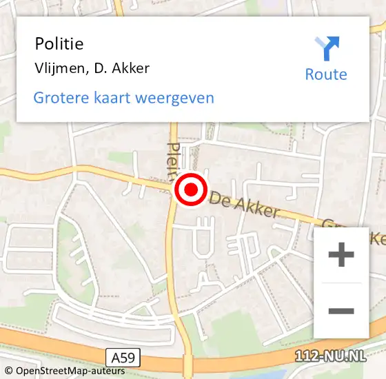 Locatie op kaart van de 112 melding: Politie Vlijmen, D. Akker op 8 oktober 2014 16:59